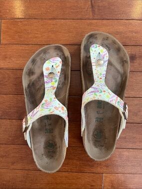 Birkenstock Floral White Multi Thong Sandals